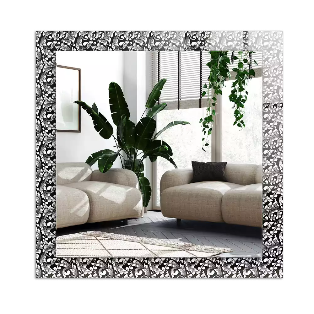 Espejo rectangular estampado Adornos en blanco y negro