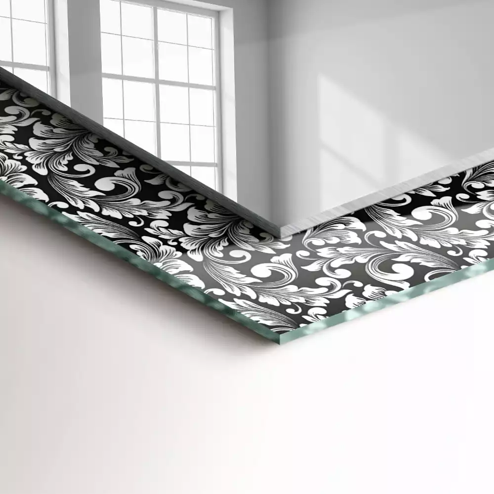 Espejo rectangular estampado Adornos en blanco y negro