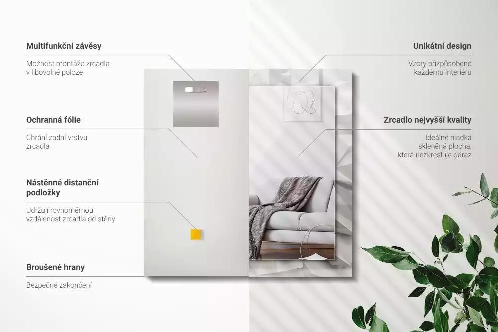 Espejo rectangular estampado formas geométricas abstractas