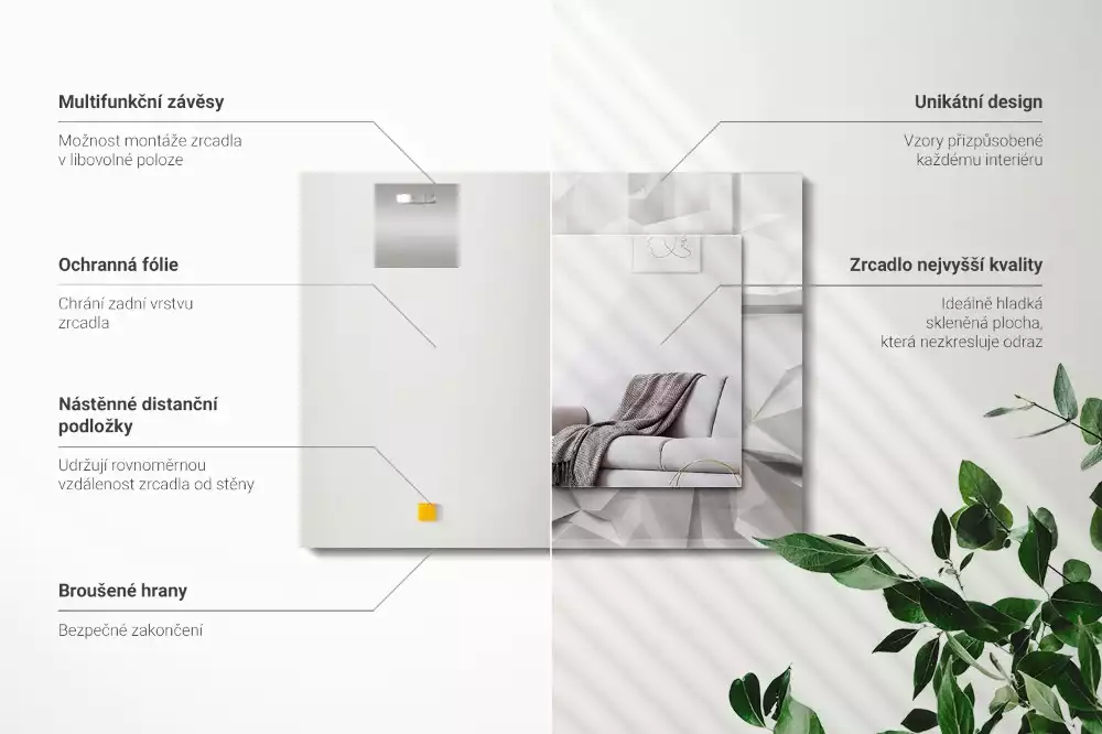 Espejo rectangular estampado formas geométricas abstractas