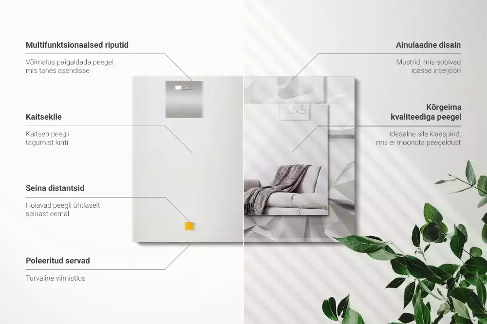 Espejo rectangular estampado formas geométricas abstractas