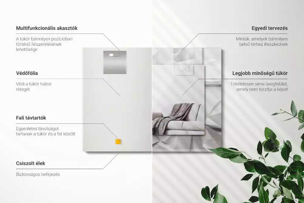 Espejo rectangular estampado formas geométricas abstractas