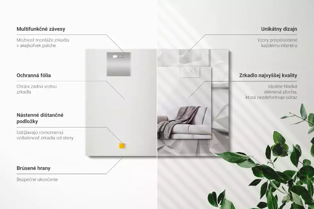 Espejo rectangular estampado formas geométricas abstractas