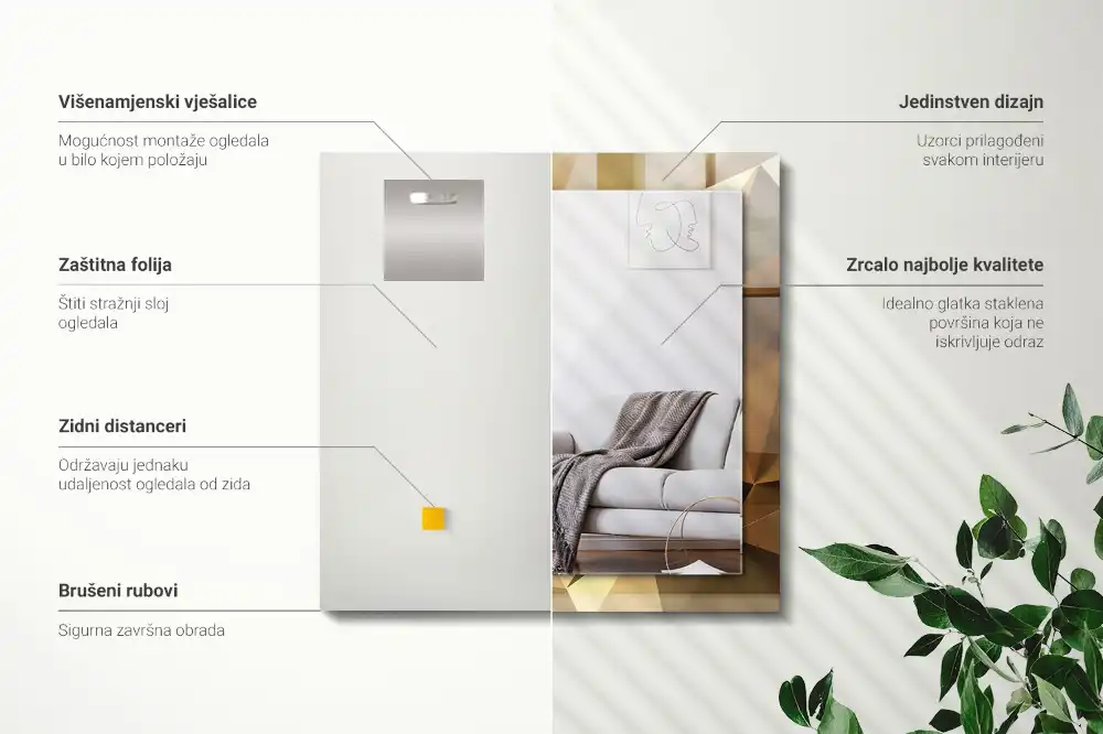 Espejo rectangular impreso formas geométricas