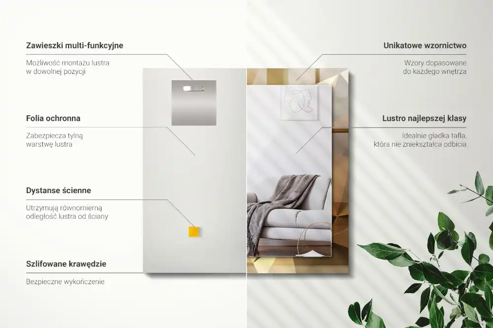 Espejo rectangular impreso formas geométricas