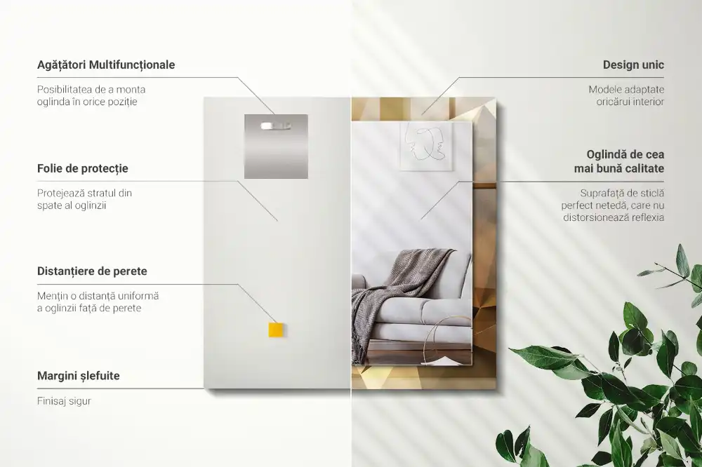 Espejo rectangular impreso formas geométricas