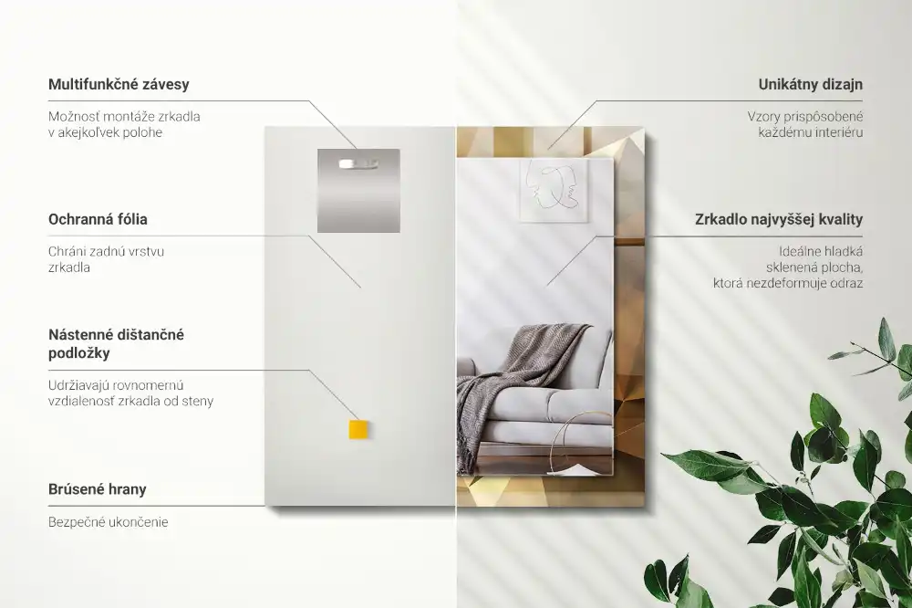 Espejo rectangular impreso formas geométricas