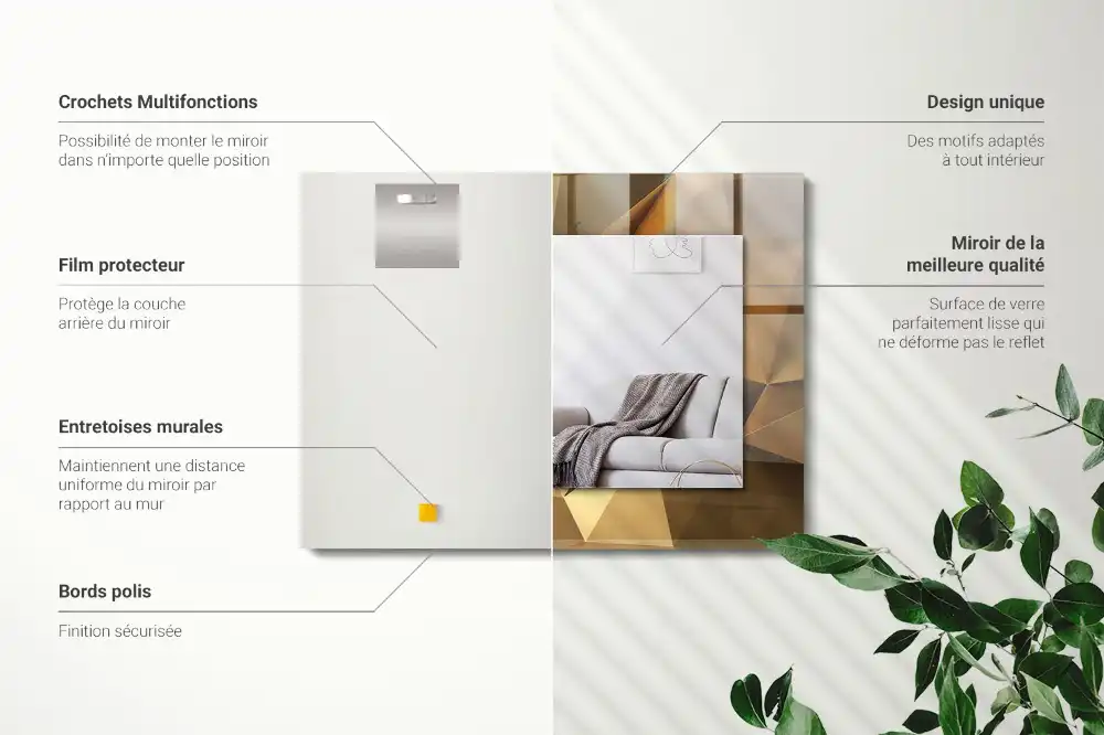 Espejo rectangular impreso formas geométricas