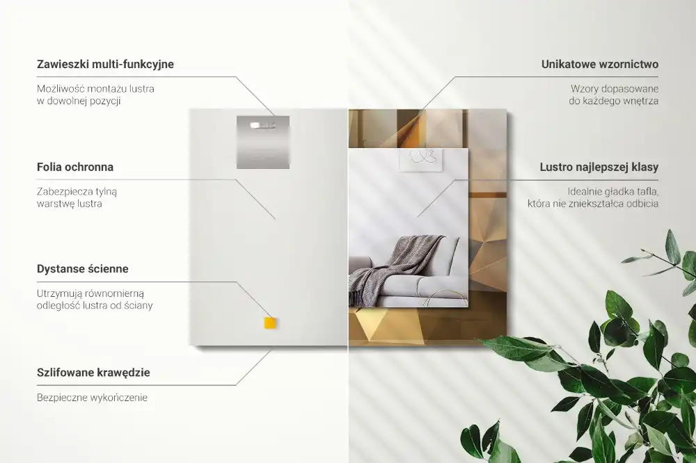 Espejo rectangular impreso formas geométricas