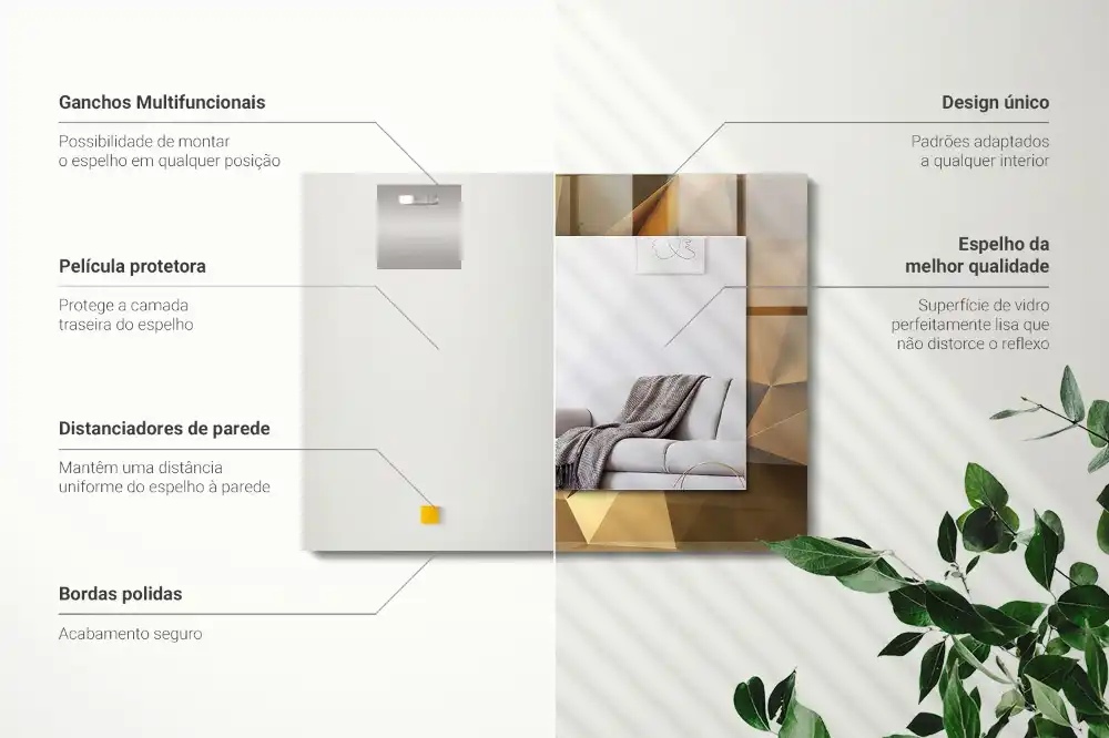 Espejo rectangular impreso formas geométricas
