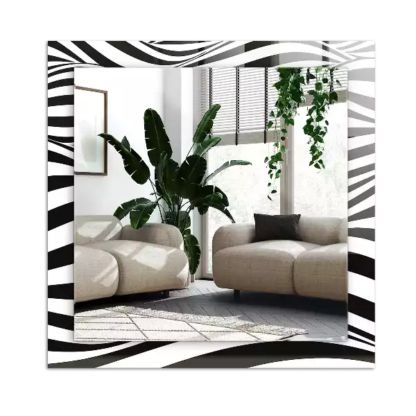 Espejo rectangular impreso Ondas blancas y negras