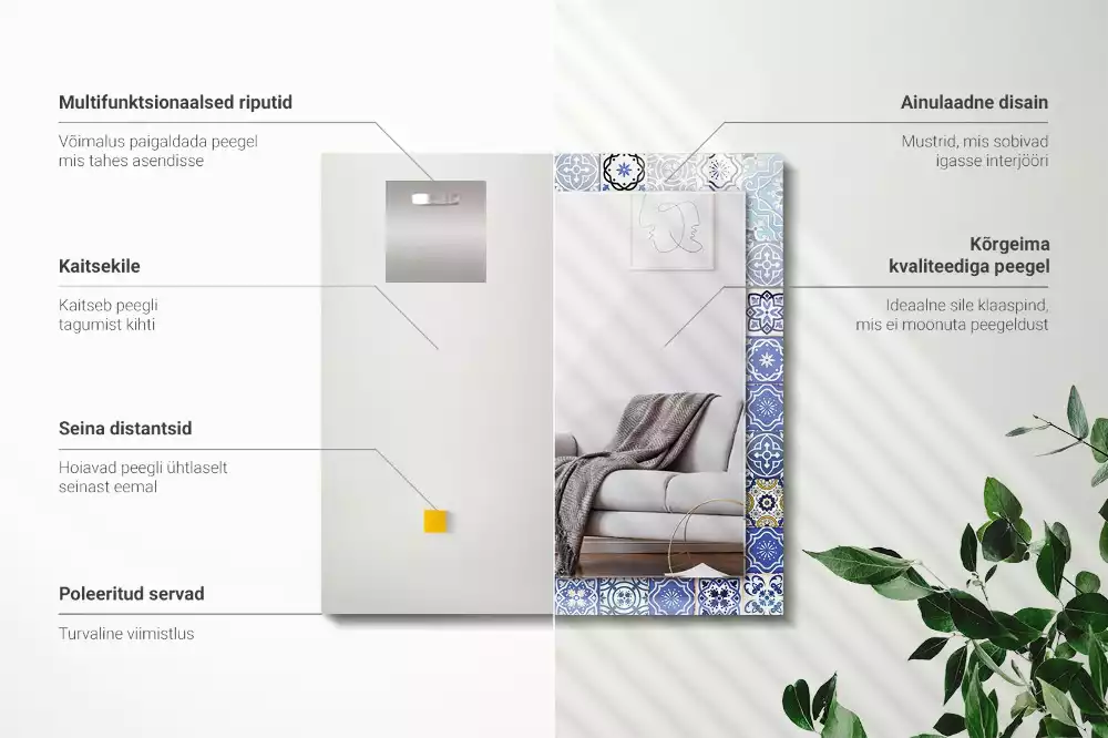 Espejo rectangular estampado Patrones marroquíes