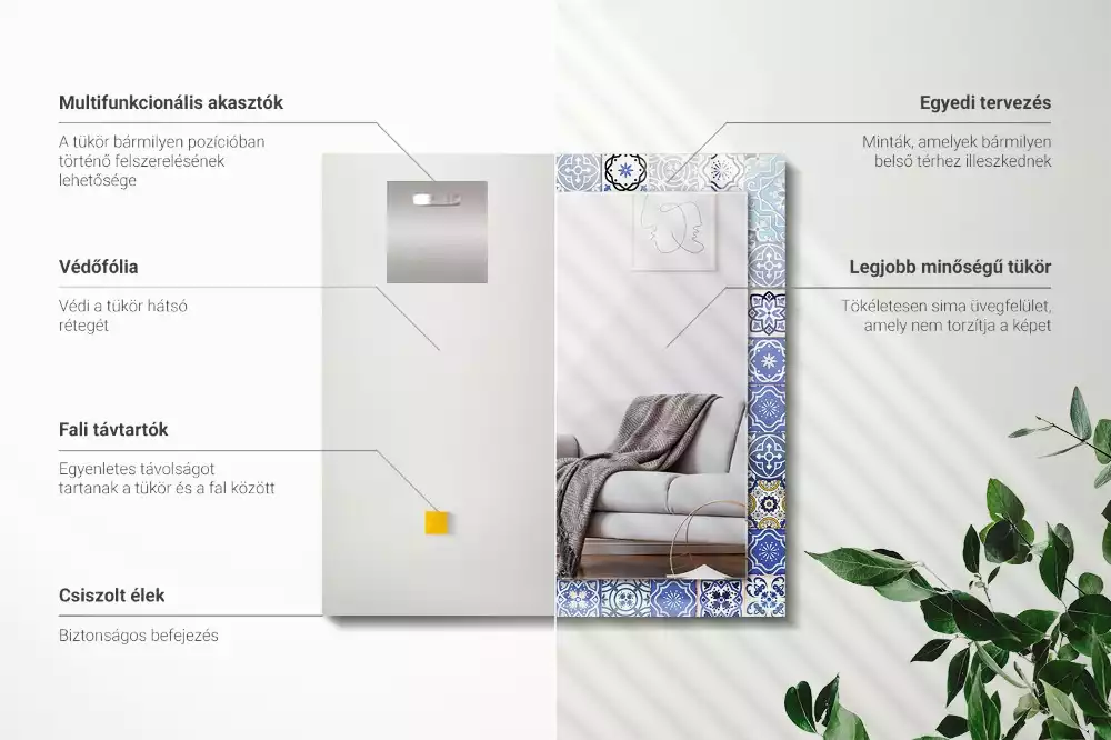 Espejo rectangular estampado Patrones marroquíes