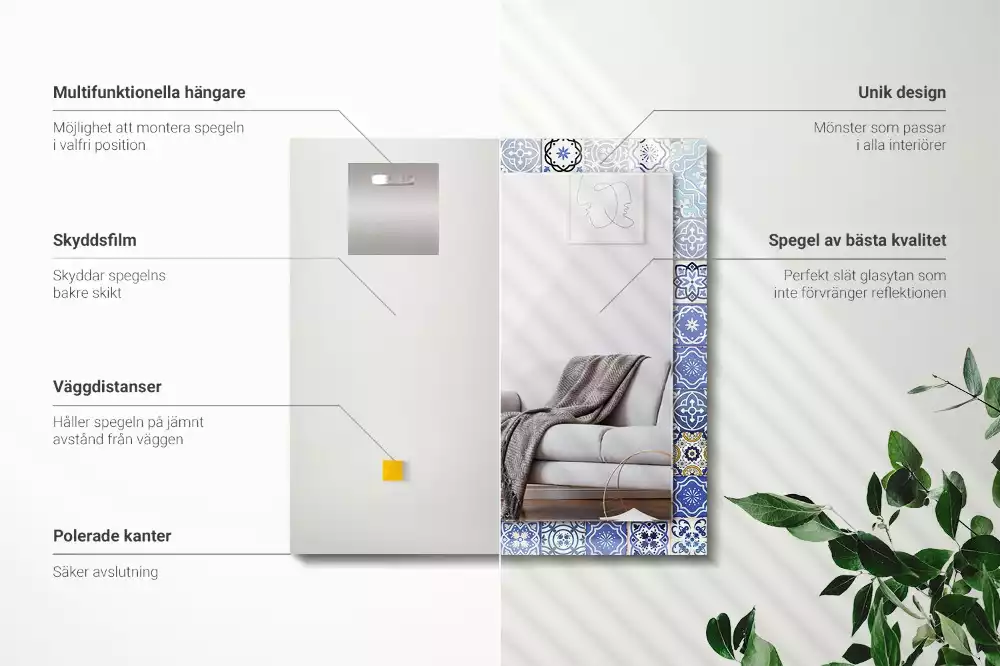 Espejo rectangular estampado Patrones marroquíes