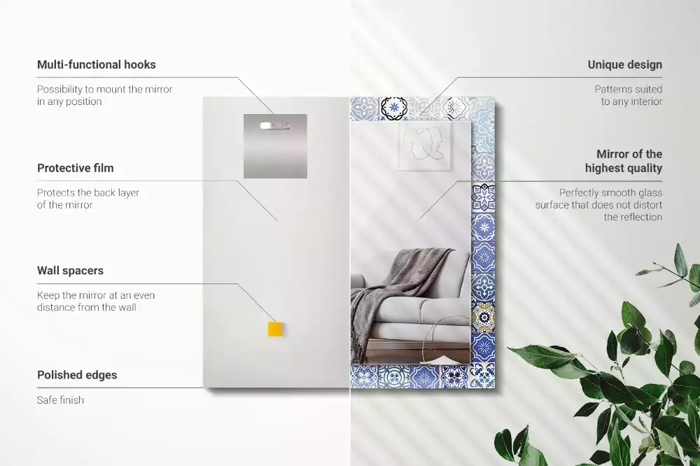 Espejo rectangular estampado Patrones marroquíes