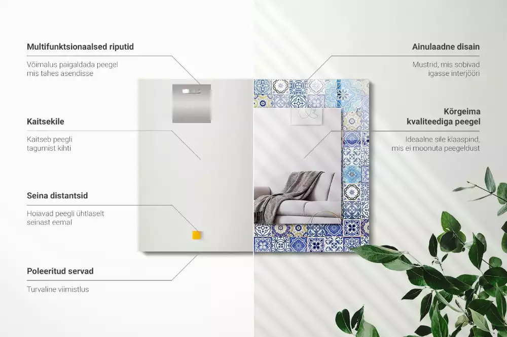 Espejo rectangular estampado Patrones marroquíes