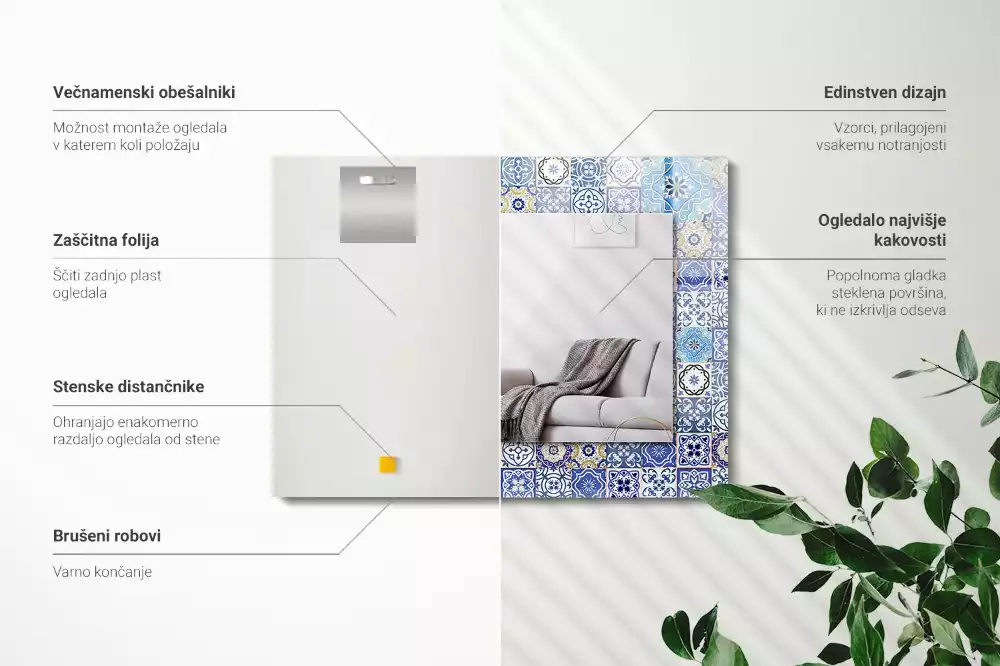 Espejo rectangular estampado Patrones marroquíes