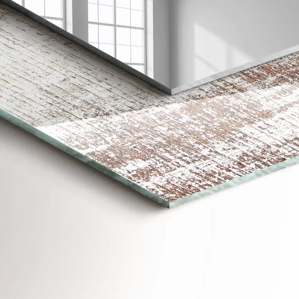 Espejo rectangular impreso Madera vieja