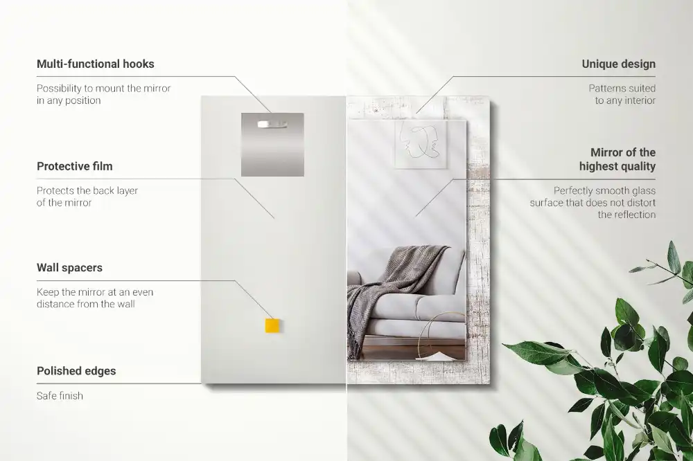 Espejo rectangular impreso Madera vieja