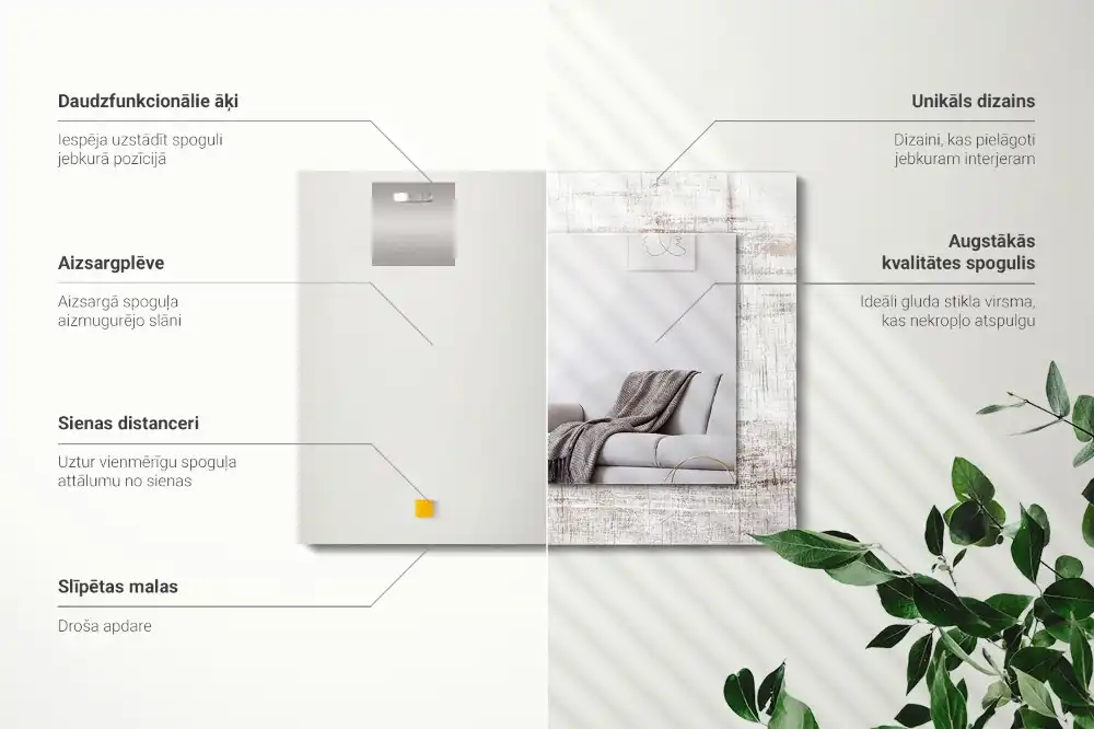 Espejo rectangular impreso Madera vieja