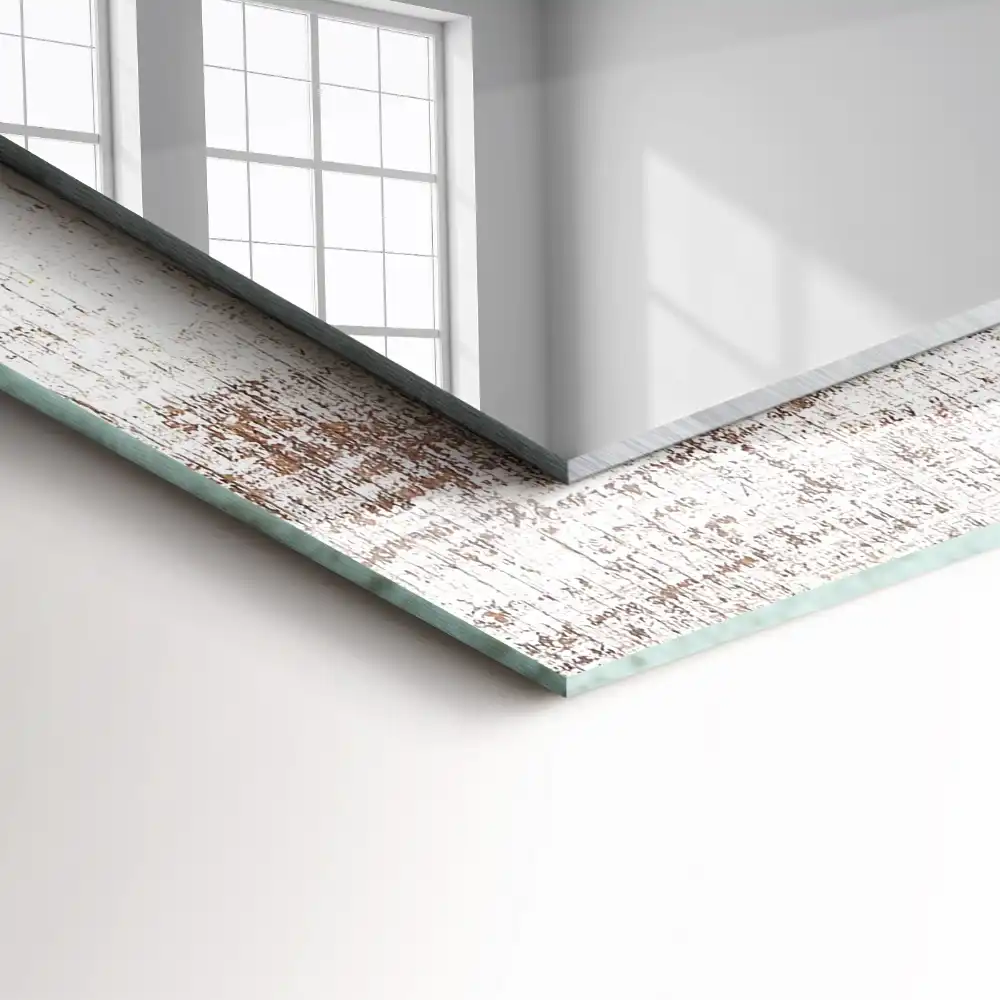 Espejo rectangular impreso Madera vieja