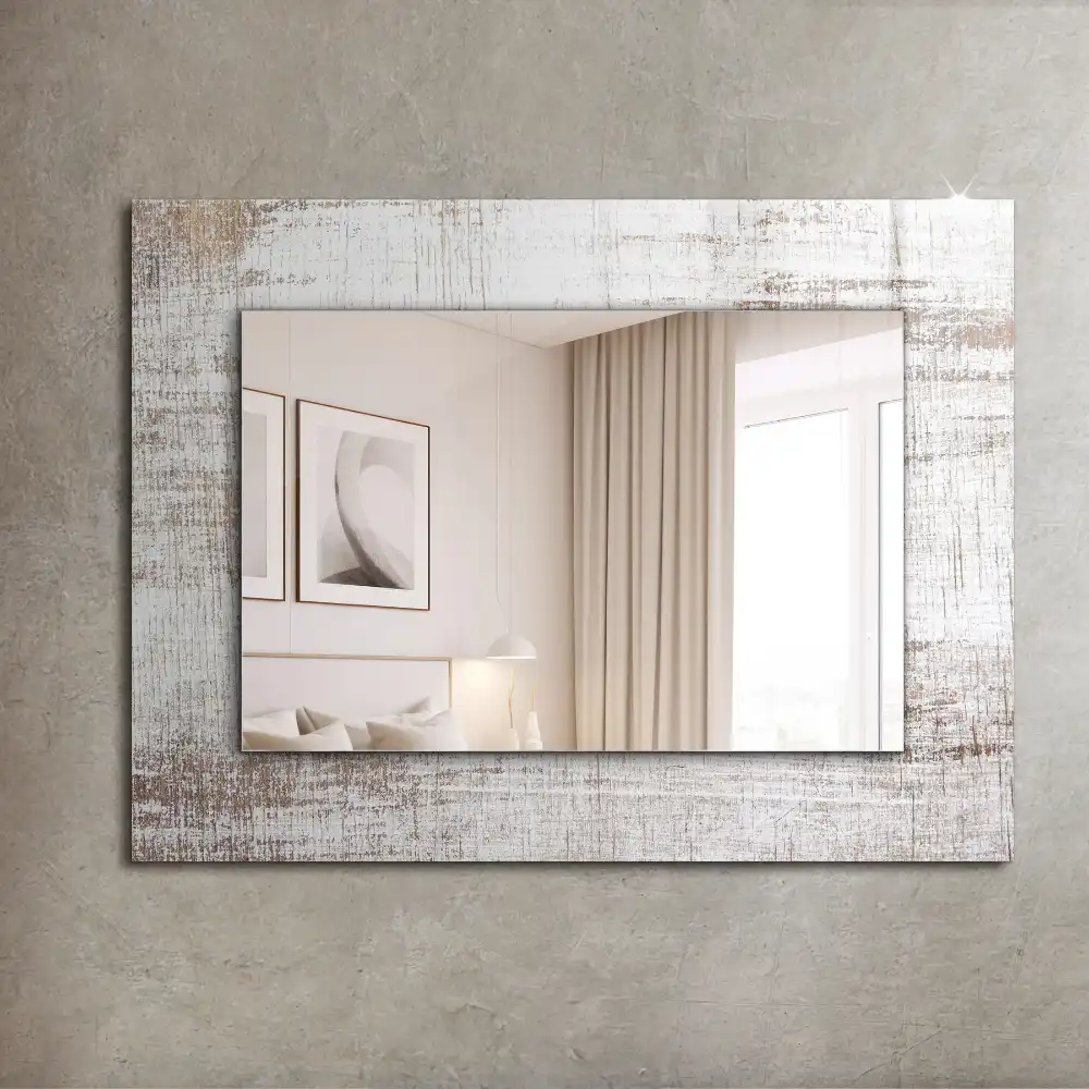 Espejo rectangular impreso Madera vieja