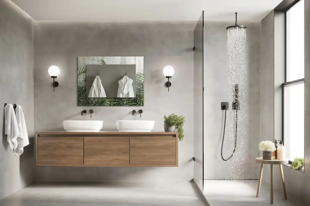 Espejo rectangular impreso hojas de helecho verde