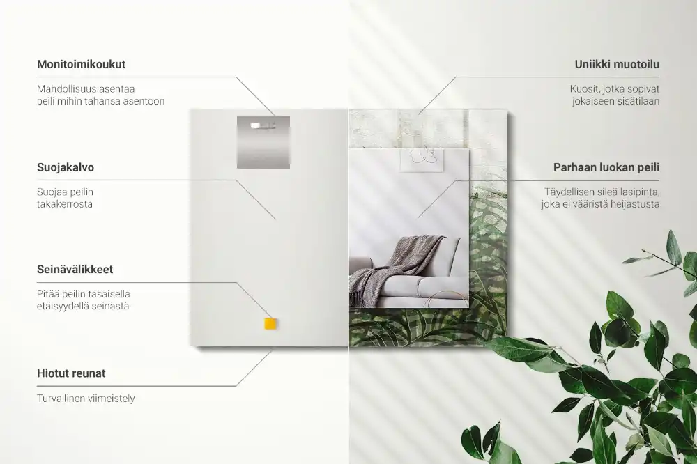 Espejo rectangular impreso hojas de helecho verde