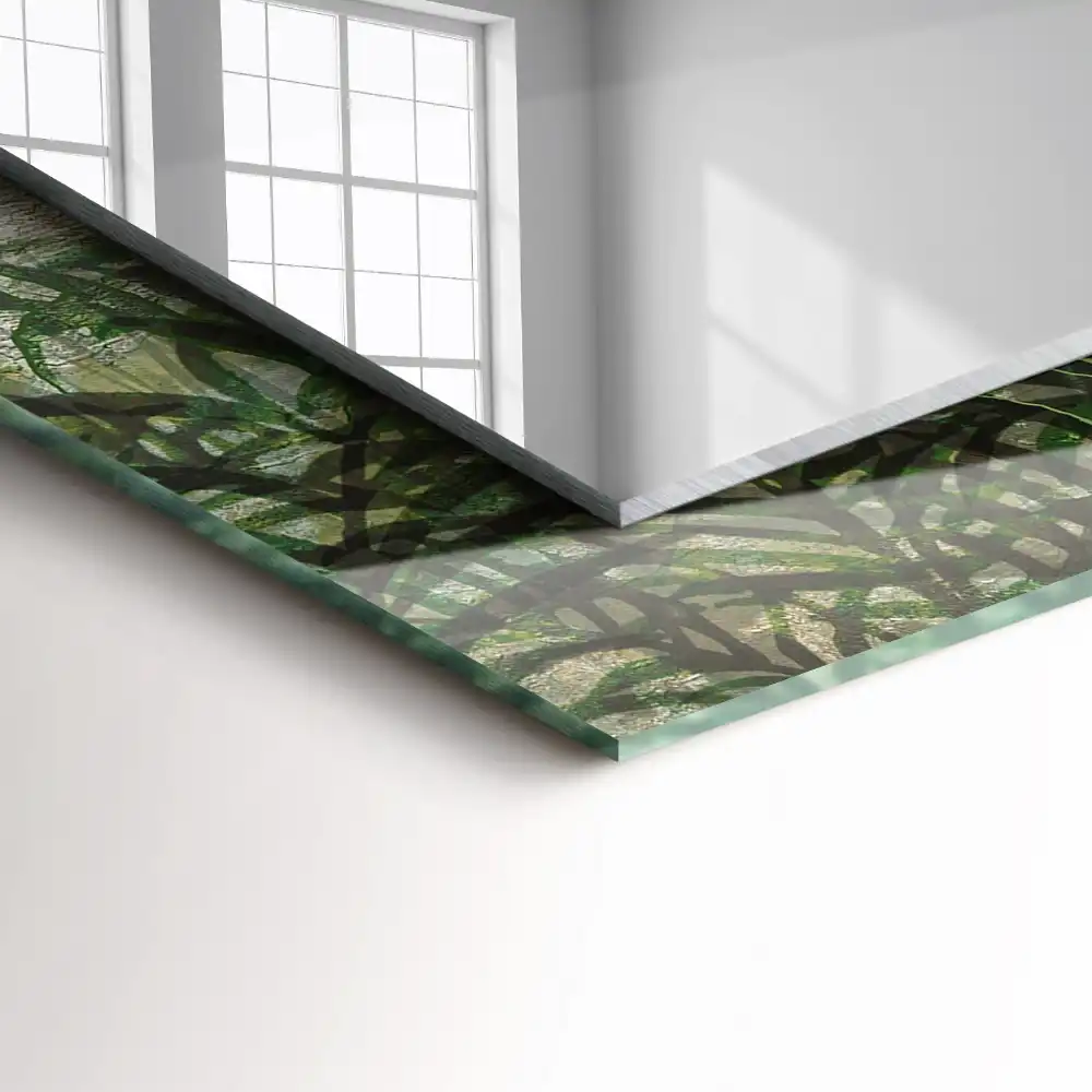 Espejo rectangular impreso hojas de helecho verde