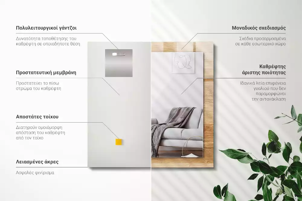 Espejo rectangular estampado Madera con estructura