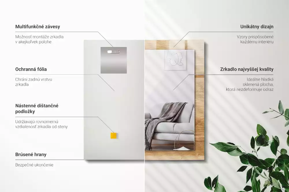 Espejo rectangular estampado Madera con estructura