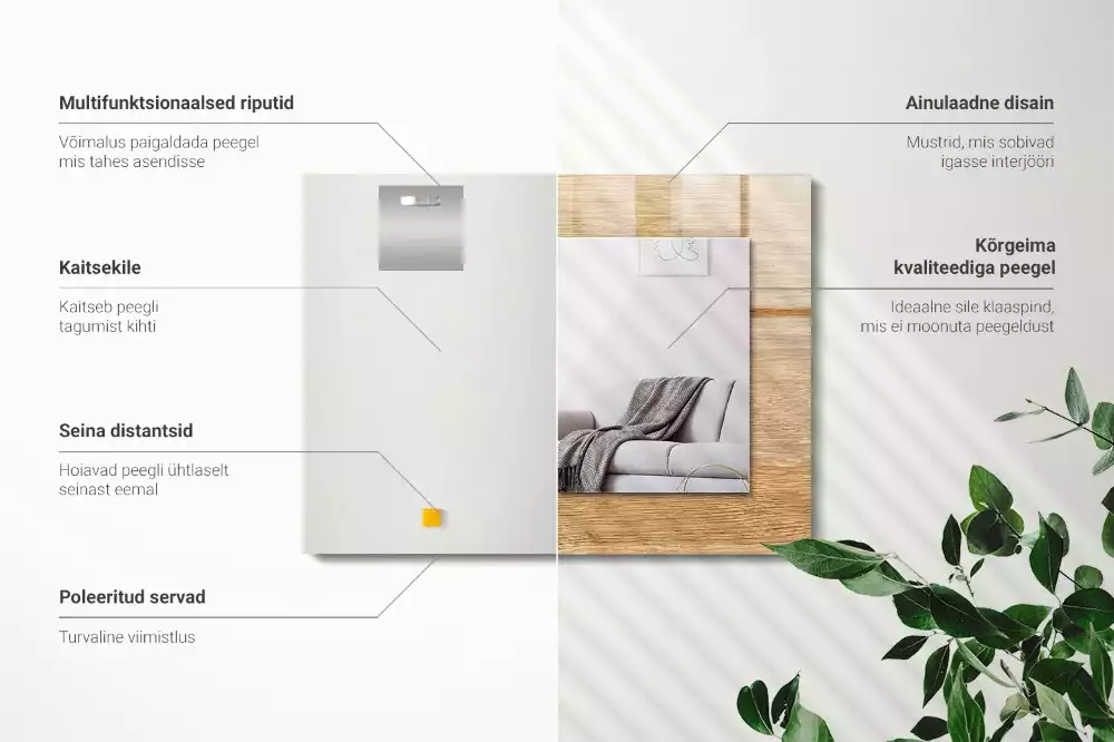 Espejo rectangular estampado Madera con estructura