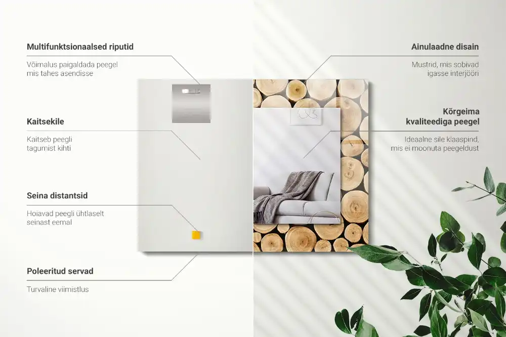 Espejo rectangular estampado Secciones transversales de troncos de árboles