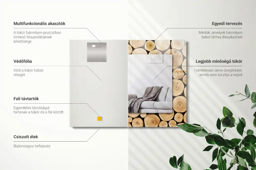 Espejo rectangular estampado Secciones transversales de troncos de árboles