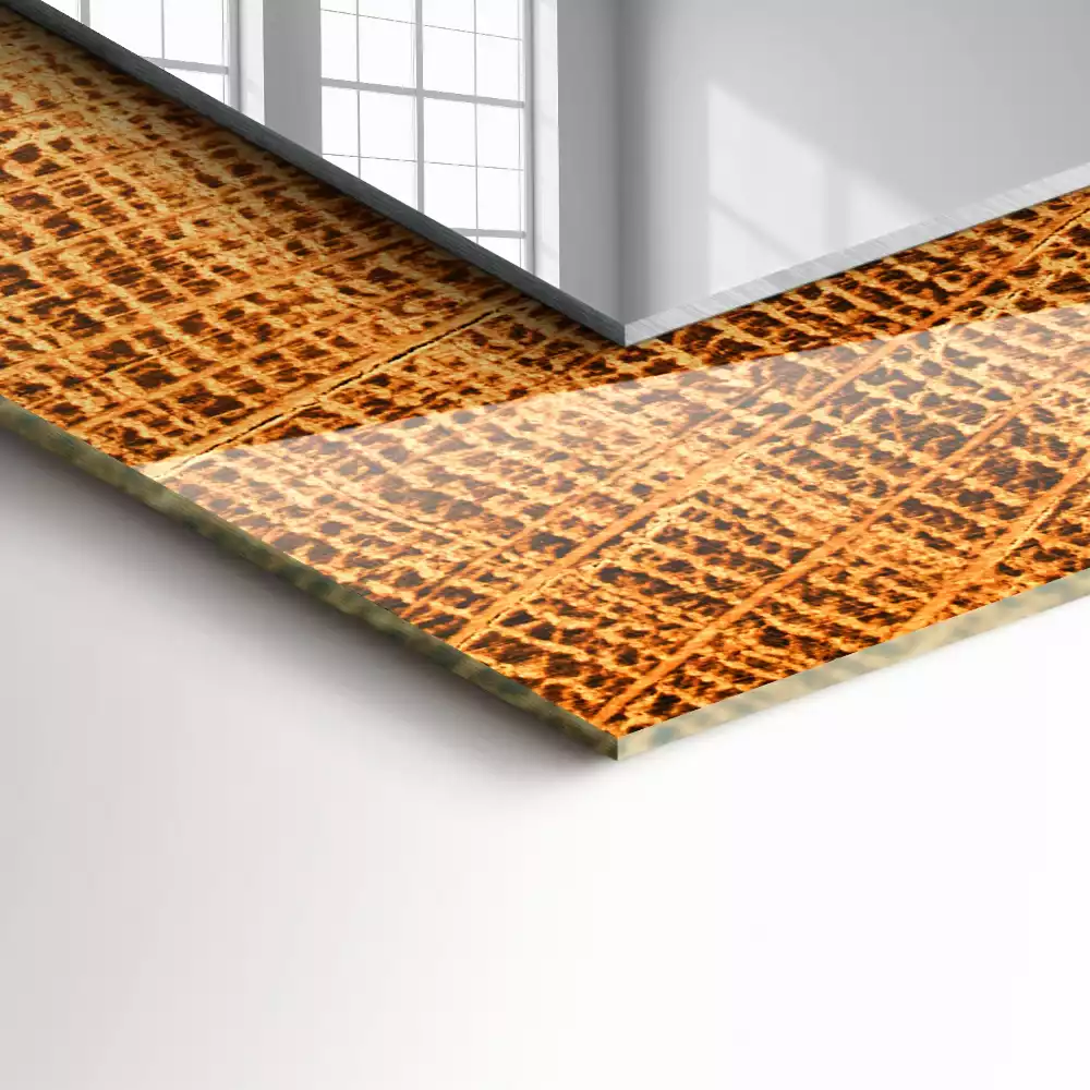 Espejo rectangular impreso Sección transversal del tronco de un árbol con anillos de crecimiento.