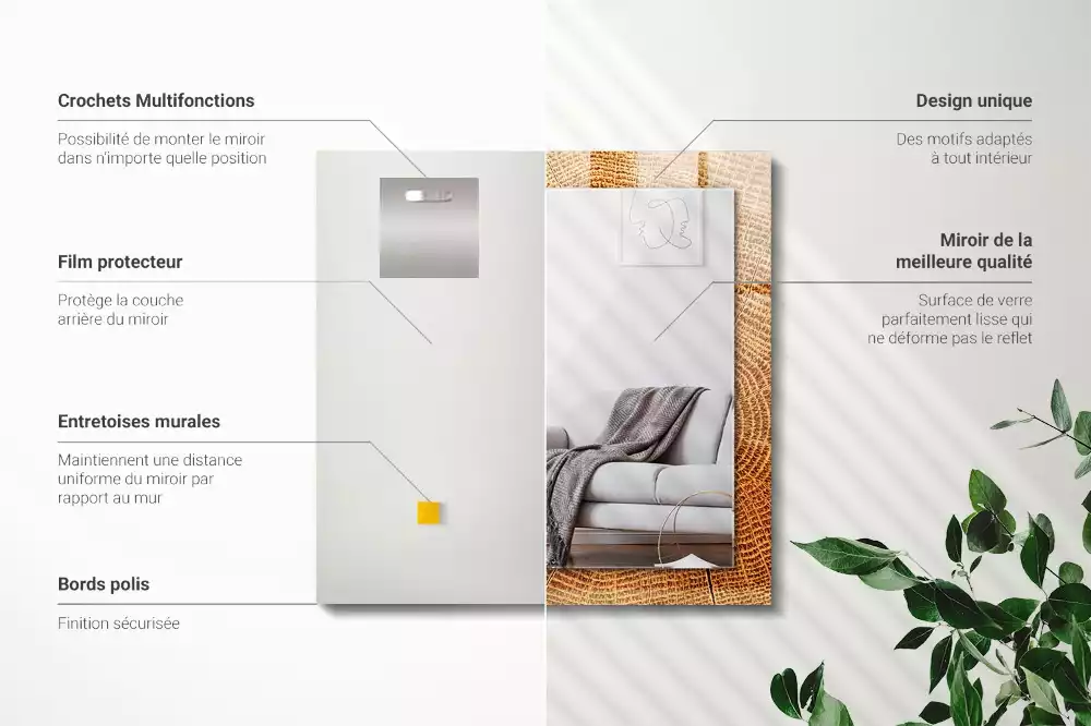 Espejo rectangular impreso Sección transversal del tronco de un árbol con anillos de crecimiento.