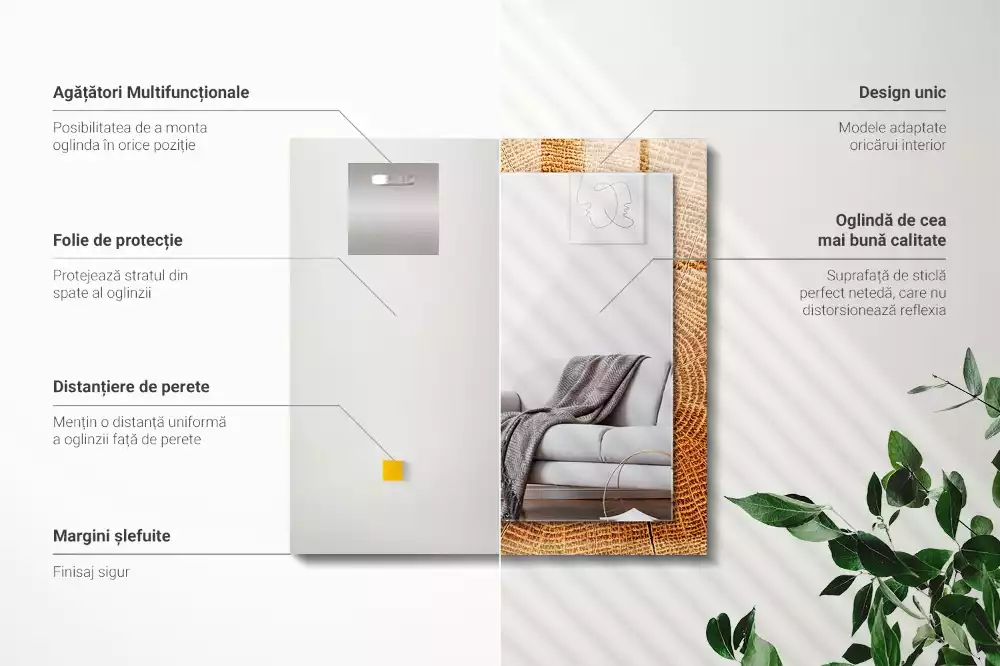 Espejo rectangular impreso Sección transversal del tronco de un árbol con anillos de crecimiento.