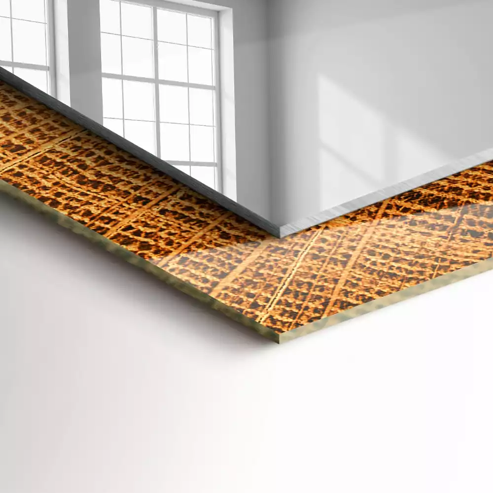 Espejo rectangular impreso Sección transversal del tronco de un árbol con anillos de crecimiento.