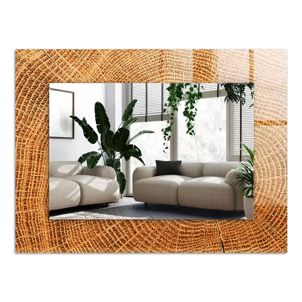 Espejo rectangular impreso Sección transversal del tronco de un árbol con anillos de crecimiento.