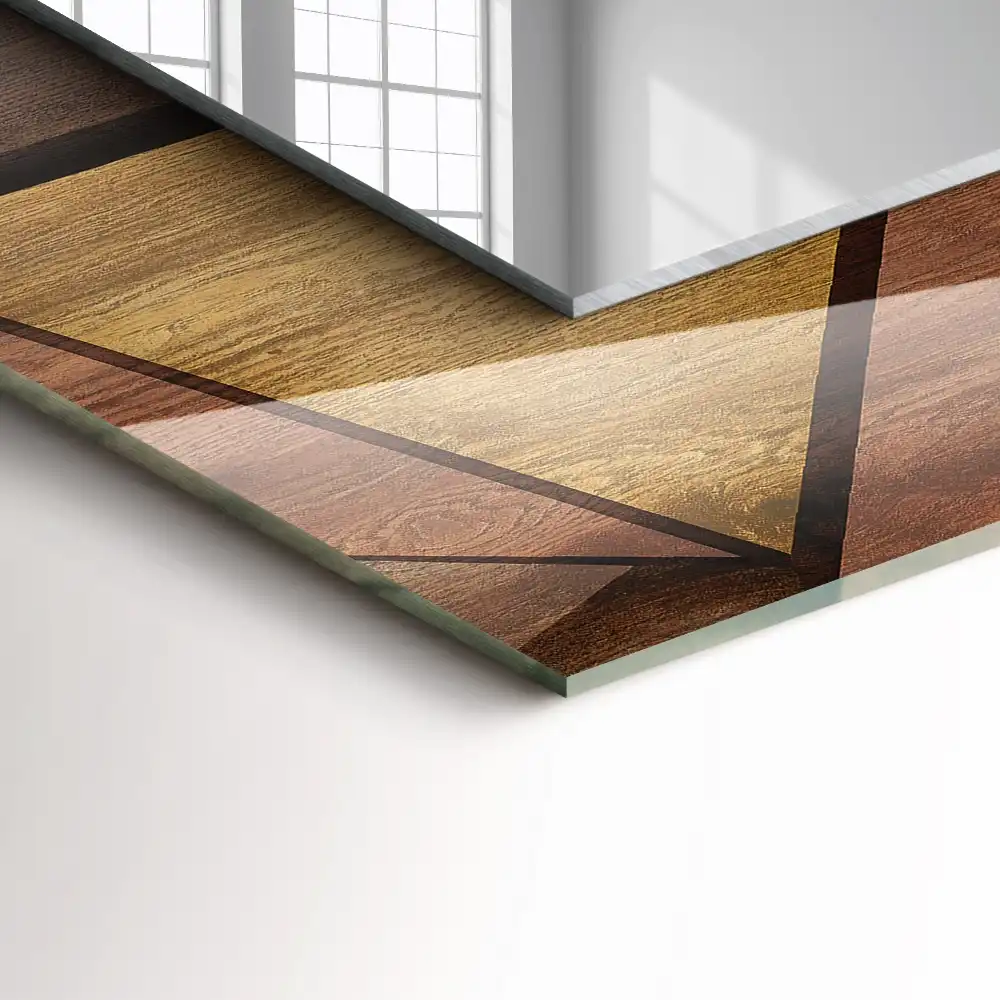Espejo rectangular impreso Patrones geométricos de madera