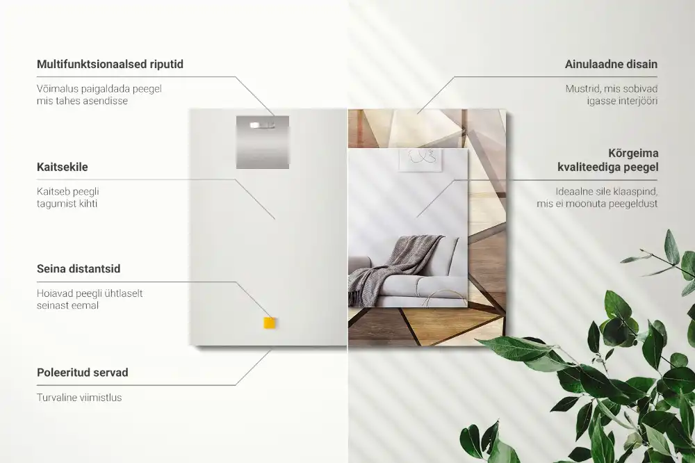 Espejo rectangular impreso Patrones geométricos de madera