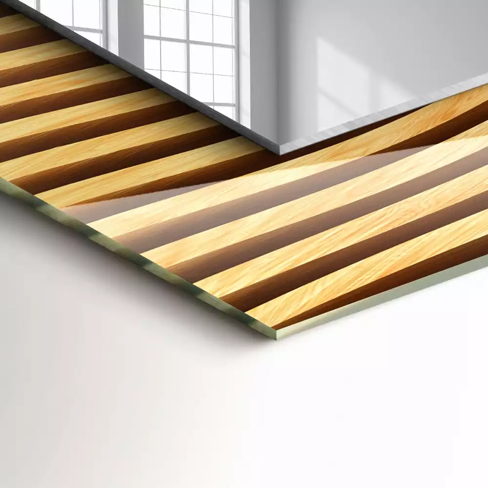 Espejo rectangular estampado Olas de madera