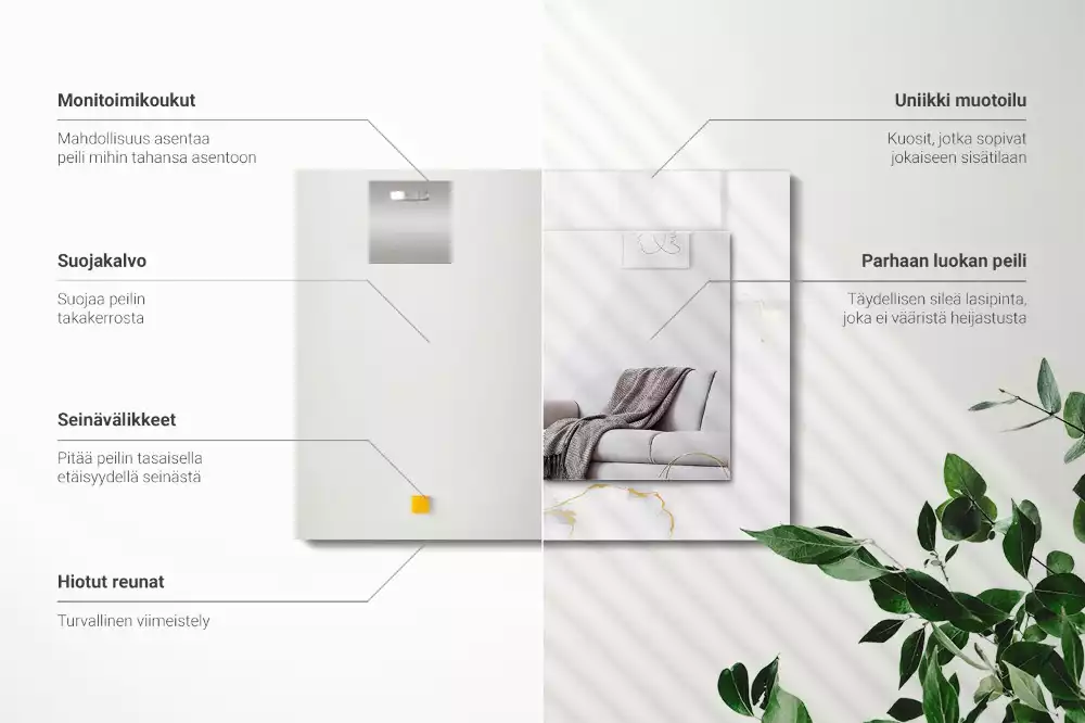 Espejo rectangular estampado Patrón de mármol blanco