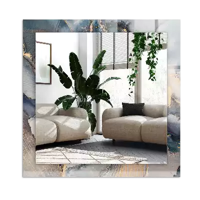 Espejo rectangular estampado Arte abstracto azul