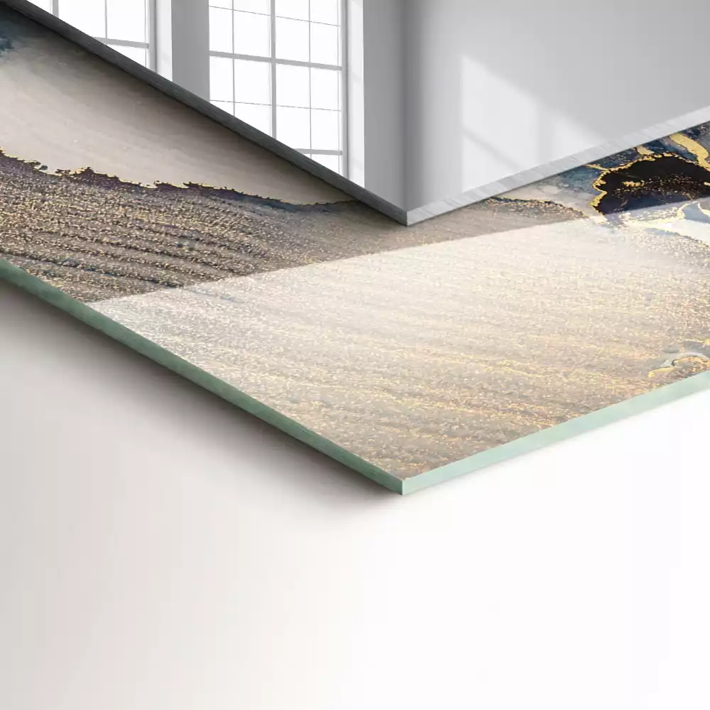 Espejo rectangular estampado Arte abstracto azul