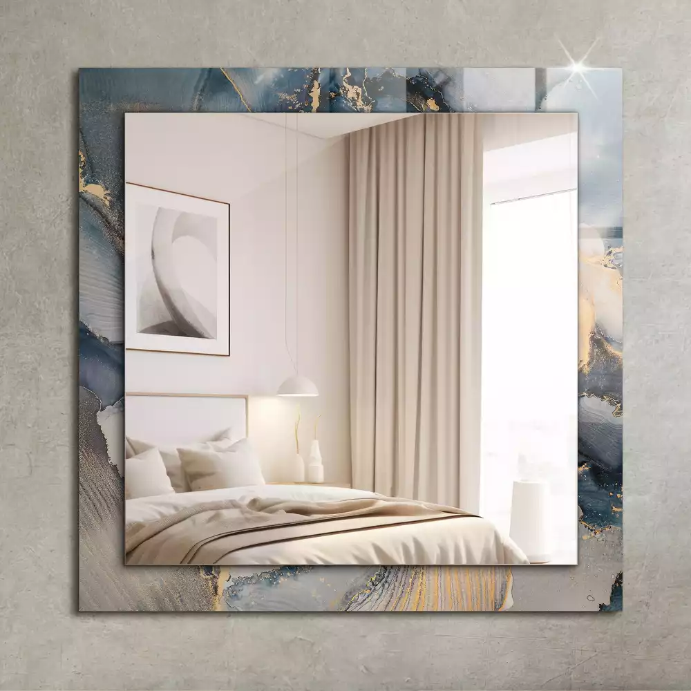 Espejo rectangular estampado Arte abstracto azul