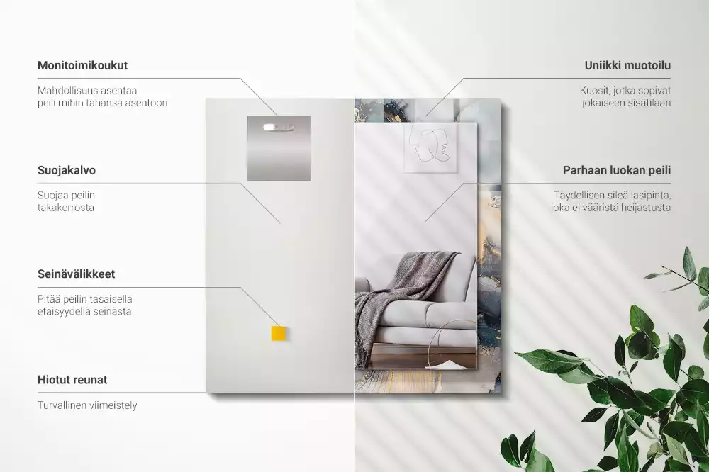 Espejo rectangular estampado Arte abstracto azul