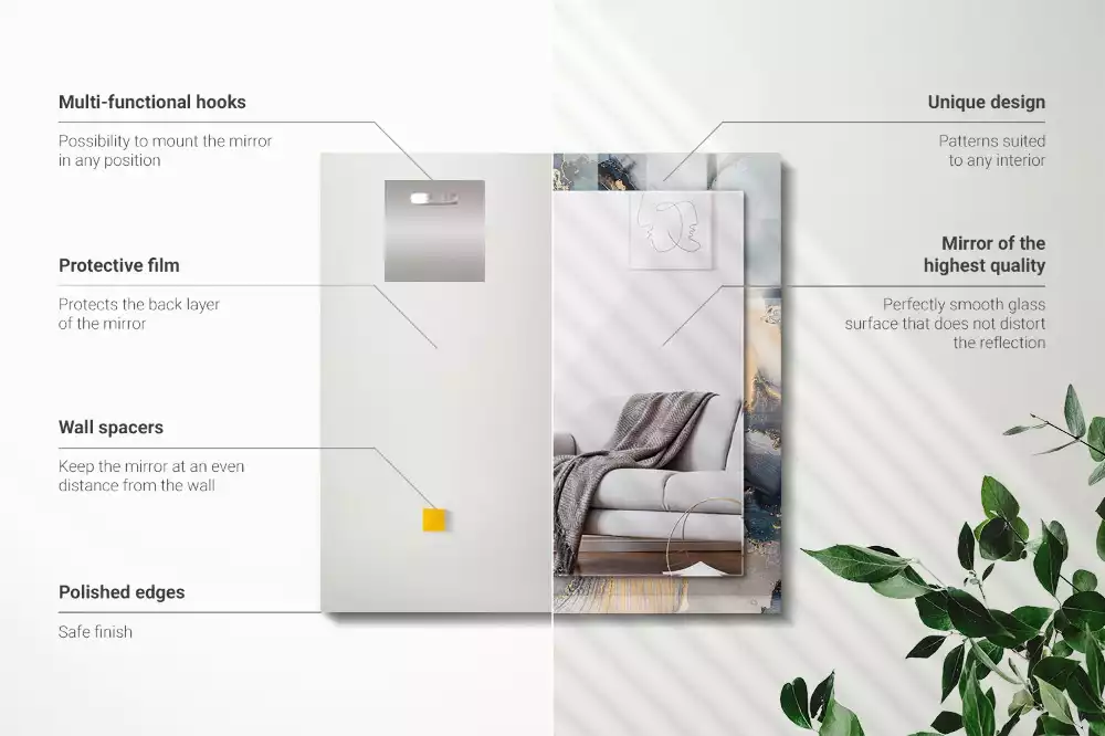 Espejo rectangular estampado Arte abstracto azul