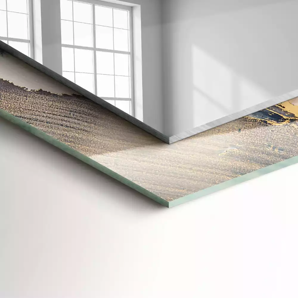 Espejo rectangular estampado Arte abstracto azul