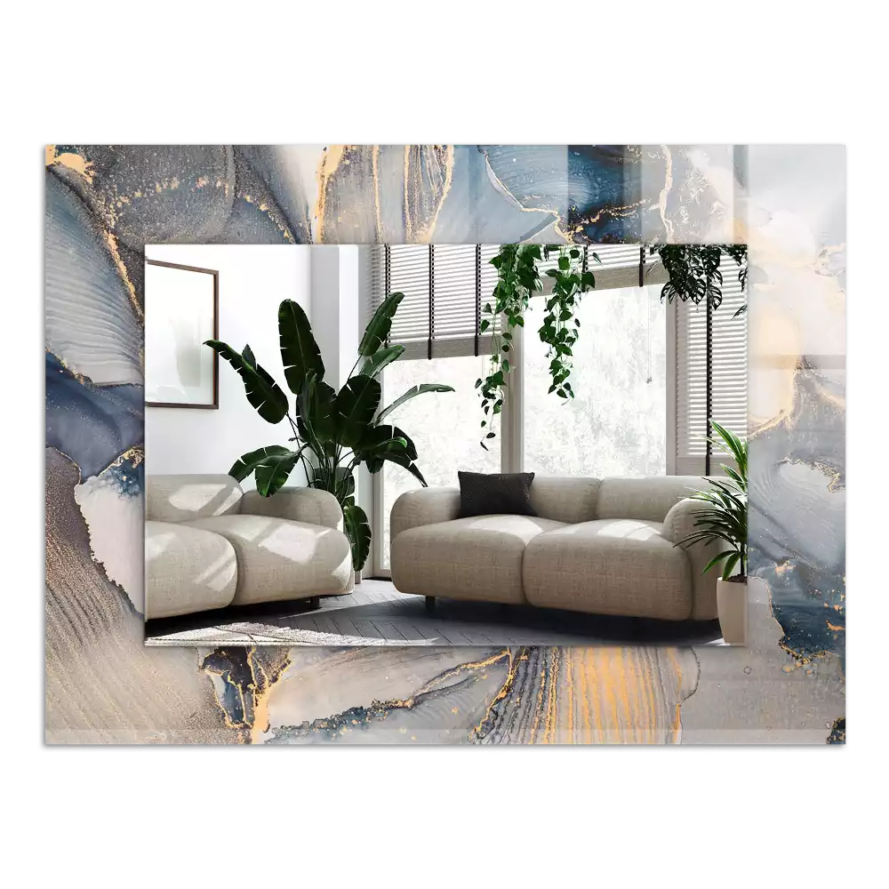 Espejo rectangular estampado Arte abstracto azul